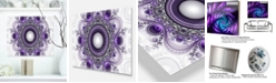 Design Art Designart 'Purple Fractal Pattern With Circles' Abstract Metal Wall Art - 20" X 12"